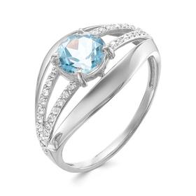 Кольцо посеребрение "Красота" 20-07760, цвет бело-голубой в серебре, размер 19