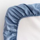 Простыня на резинке Этель 160*200*25 см, цв. синий, 100% хлопок, мако-сатин, 128 г/м² - фото 799904837