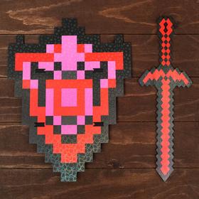 Набор деревянных сувениров "Рубиновое оружие" щит, меч