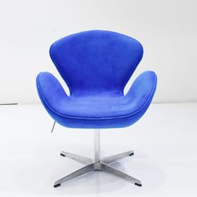 Кресло Swan Chair, 700 × 610 × 950 мм, искусственная замша, цвет синий