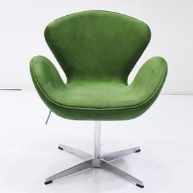 Кресло Swan Chair, 700 × 610 × 950 мм, искусственная замша, цвет зеленый