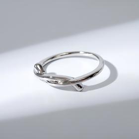 Кольцо "Волна" тонкая линия, цвет серебро, размер 17
