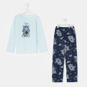 Пижама детская, цвет мята/синий, рост 122-128 см
