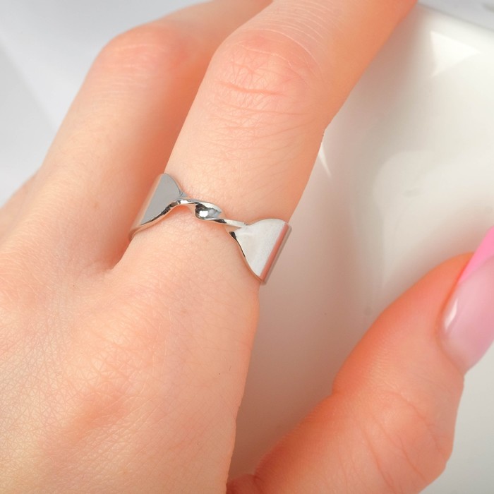 Кольцо "Завитки" , цвет серебро, безразмерное - фото 3518413