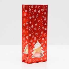 Пакет бумажный фасовочный "Ёлка", красный с окном, 11 х 6 х 26 см