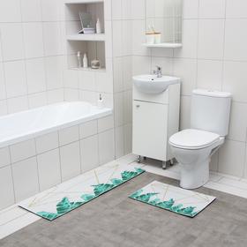 Набор ковриков для ванны и туалета Доляна «Грани», 2 шт: 40×60, 45×120 см