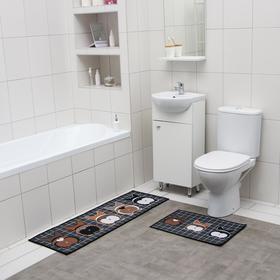 Набор ковриков для ванны и туалета Доляна «Корги», 2 шт: 40×60, 45×120 см