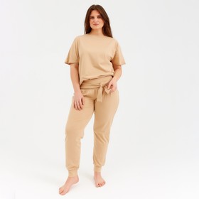 Комплект женский (футболка, брюки) MINAKU: Home comfort цвет бежевый, р-р 58