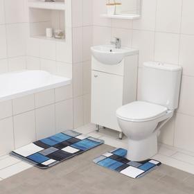 Набор ковриков для ванны и туалета Доляна «Палитра», 2 шт: 50×80 см, 50×40 см