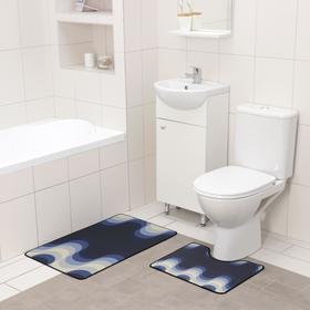 Набор ковриков для ванны и туалета Доляна «Иллюзия», 2 шт: 50×80 см, 50×40 см