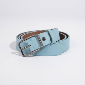 Women's belt, 3 cm width, screw, metal buckle, blue color