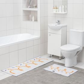 Набор ковриков для ванны и туалета Доляна «Хвостик», 2 шт: 45×120 см, 40×60 см