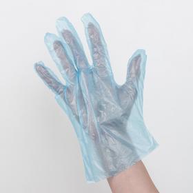 Перчатки одноразовые полиэтиленовые, размер L, 0,6 г, 100 шт/уп, цвет синий