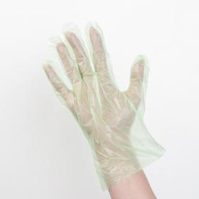 Перчатки одноразовые полиэтиленовые, размер L, 0,6 г, 100 шт/уп, цвет зелёный
