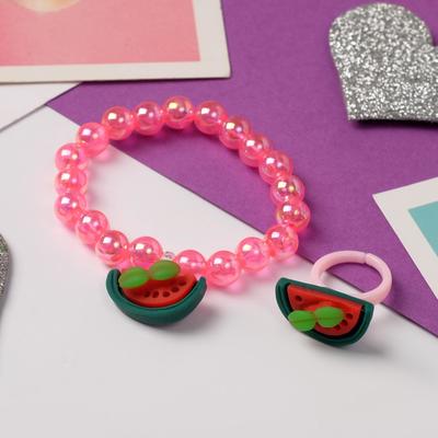 Набор детский "Выбражулька" 2 предмета: кольцо, браслет, арбуз, цветной