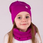 Комплект (шапка,снуд) для девочки, цвет фиолетовый/единорог, размер 46-50 - фото 107000063