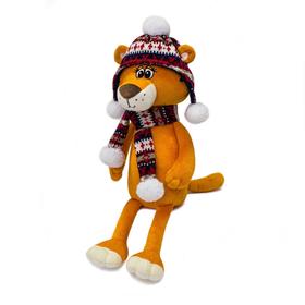 Мягкая игрушка «Тигрица Черри в шапке и шарфике с помпонами», 25 см