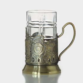 Набор для чая «Высоцкий», 2 шт: подстаканник, стакан, латунь