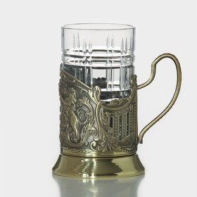 Набор для чая «Глава семьи», 3 шт: подстаканник, стакан, открытка, латунь
