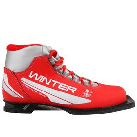 Ботинки лыжные женские TREK Winter 1, NN75, искусственная кожа, цвет красный/серебристый, лого серебристый, размер 30