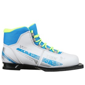 Ботинки лыжные женские TREK Winter 3, NN75, искусственная кожа, цвет белый/голубой/лайм-неон, лого серебристый, размер 30 в Донецке