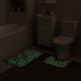 Набор ковриков для ванной и туалета «Светящиеся грани», 2 шт: 50×80, 50×40 см, цвет бордовый