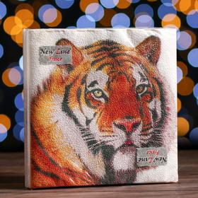 Салфетки бумажные New Line Fresco, 33х33 см, 2 слоя, 20 шт, с рисунком "Тигр"