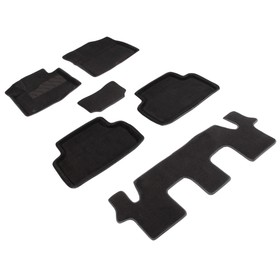 Коврики 3D для KIA Sorento IV, 7 seats, 2020-н.в, черные , комплект 7327425
