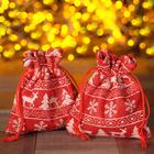 Мешочек новогодний "Орнамент", 10*12см, цвет красно-белый (50 шт) - фото 801793120