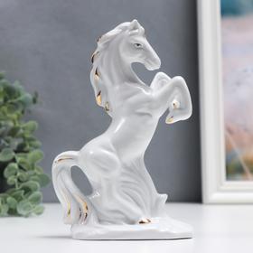 Сувенир керамика "Белоснежный конь на дыбах" с золотом 16,5 см в Донецке