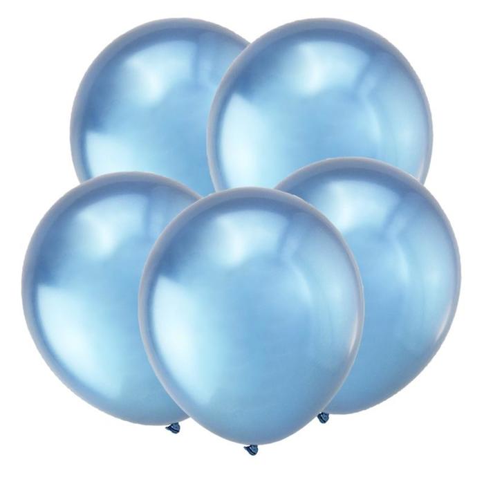 Шар латексный 12" «Зеркальные шары», хром, набор 5 шт., цвет синий