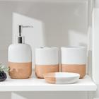 Набор аксессуаров для ванной комнаты «Микаса», 4 предмета (мыльница, дозатор для мыла, 2 стакана), цвет белый - фото 10561828