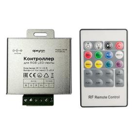 Контроллер RGB Apeyron electrics, 12/24В, 288/576Вт, 3 канала х 8А, IP20, пульт, 64х65х24 мм   73283