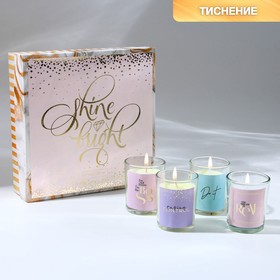 Набор свечей в коробке "Shine and bright", цвет белый,запах ванили 22 х 22 х 6 см