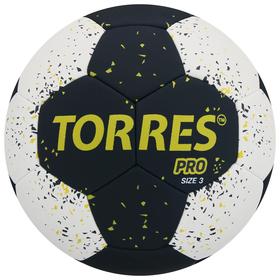 Мяч гандбольный TORRES PRO, размер 3, ПУ, гибридная сшивка, цвет чёрный/белый/жёлтый