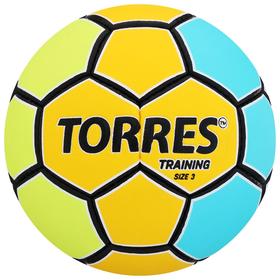 Мяч гандбольный TORRES Training, размер 3, ПУ, ручная сшивка, цвет жёлтый/голубой