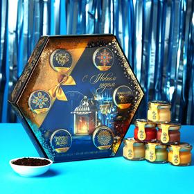 Подарочный набор «Счастливого Нового года»: чай чёрный 50 г., крем-мёд (6 шт. x 30 г.)