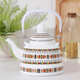 Чайник эмалированный «Скандинавия», 1,1 л, индукция, цвет белый, орнамент