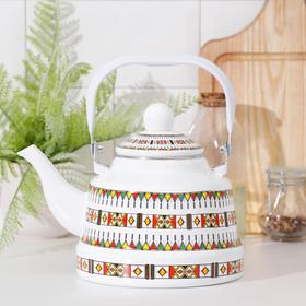 Чайник эмалированный «Скандинавия», 1,7 л, индукция, цвет белый, орнамент
