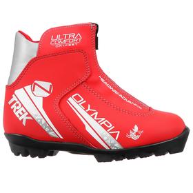 Ботинки лыжные женские TREK Olympia 1, NNN, искусственная кожа, цвет красный/серебристый, лого серебристый, размер 35