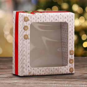Коробка подарочная, крышка-дно, "Тёплый Новый Год", 14,5 х 14,5 х 6 см (5 шт)
