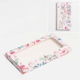 Коробка для шоколада «Цветы», с окном, 17,3 × 8,8 × 1,5 см