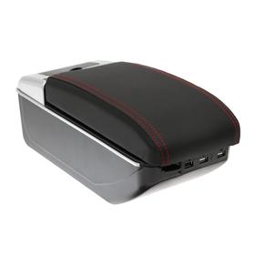 Подлокотник универсальный, 7 USB, провод USB 1 м, кожа PU, черный 6960470