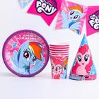 Набор бумажной посуды "С днем рождения!", My Little Pony, на 6 персон - фото 7651606