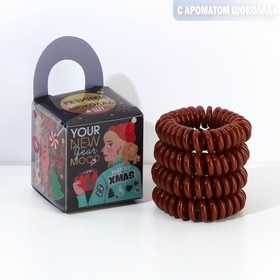 Резинки-пружинки для волос с ароматом шоколада «Your New Year's mood», 4 шт., d = 3,5 см.