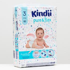 Подгузники одноразовые для детей Kindii pure & flex 3 M mega-pack 60шт