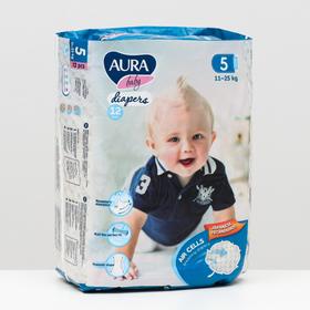 Подгузники одноразовые для детей Aura Baby 5/XL 11-25 кг small-pack 12шт