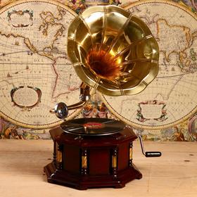 Граммофон труба латунь "Лучиано" (пластинка в комплекте) 37х37х69 см в Донецке