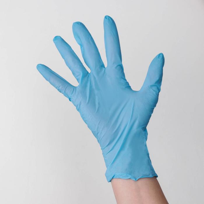 Перчатки нитриловые CONNECT BLUE NITRILE, неопудренные, размер M, 100 шт/уп, 3 гр, цена за 1 шт, цвет голубой - фото 3299253
