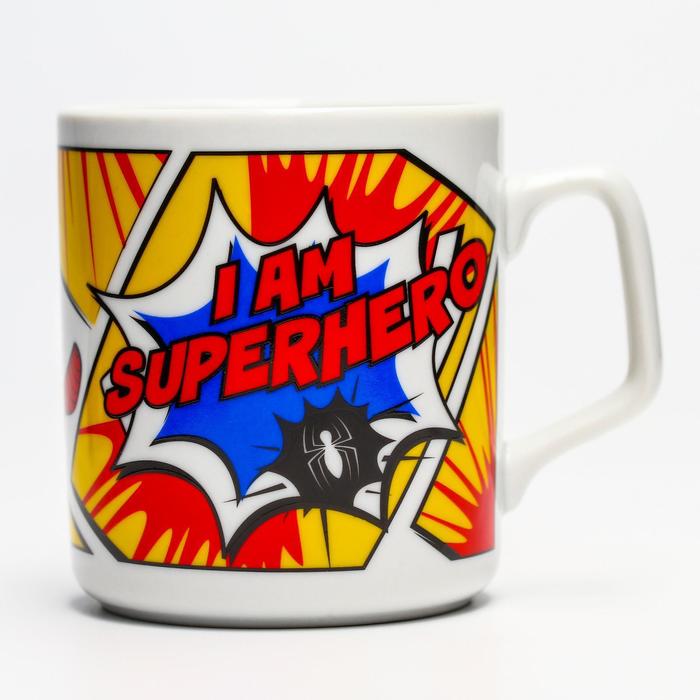 Кружка керамическая, "I am superhero", Человек Паук, 350 мл